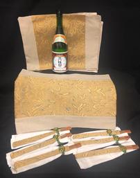 Japanese Table Linens Set, Chopsticks, Bottle of Sake 202//257